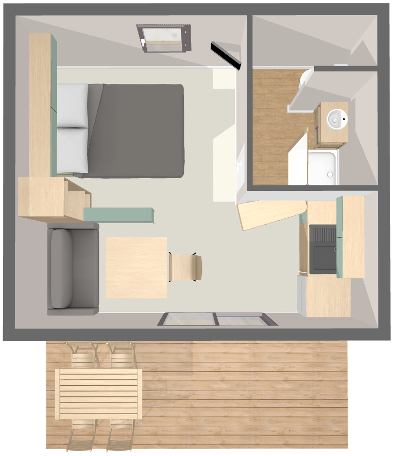 Bekijk het plan Halfvrijstaand Chalet Premium 24 m² (1 slaapkamer - 2 personen)
