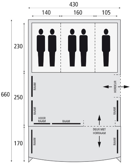 Bekijk het plan Ingerichte tent (3 slaapkamers - 5 personen)